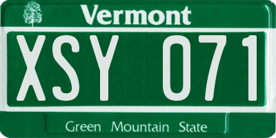 VT license plate XSY071