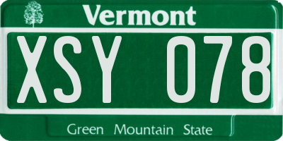 VT license plate XSY078