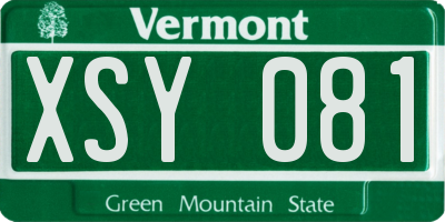 VT license plate XSY081