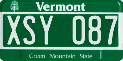 VT license plate XSY087