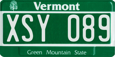 VT license plate XSY089