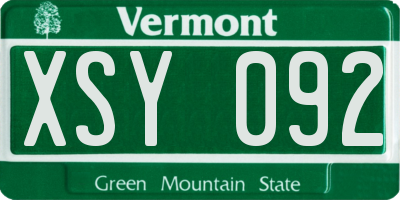 VT license plate XSY092