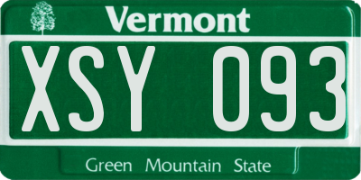 VT license plate XSY093