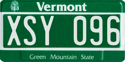 VT license plate XSY096