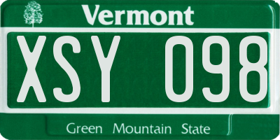 VT license plate XSY098
