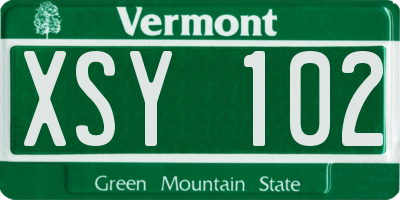 VT license plate XSY102