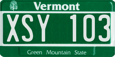 VT license plate XSY103