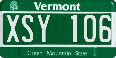 VT license plate XSY106