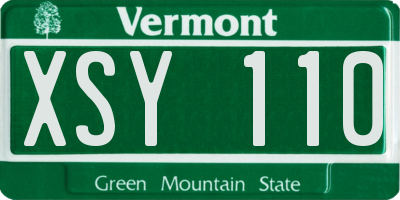VT license plate XSY110