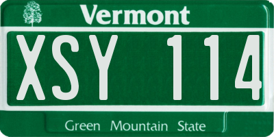 VT license plate XSY114