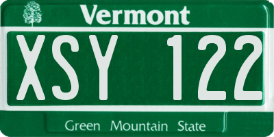 VT license plate XSY122