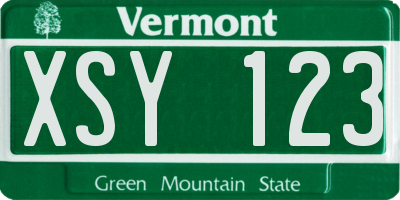 VT license plate XSY123