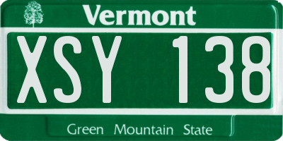 VT license plate XSY138