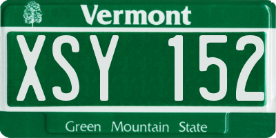 VT license plate XSY152