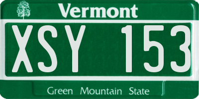 VT license plate XSY153
