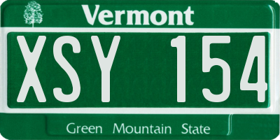 VT license plate XSY154