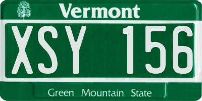 VT license plate XSY156