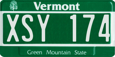 VT license plate XSY174