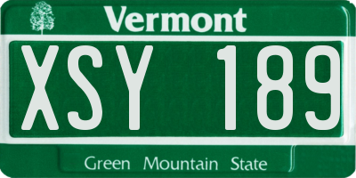 VT license plate XSY189
