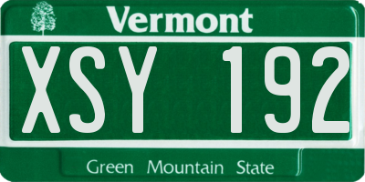 VT license plate XSY192