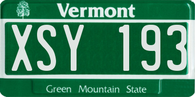VT license plate XSY193
