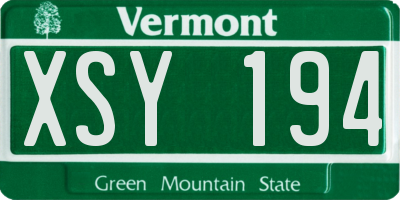 VT license plate XSY194
