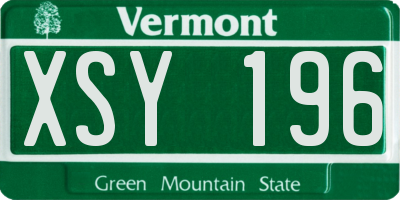 VT license plate XSY196