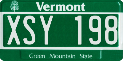VT license plate XSY198