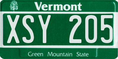 VT license plate XSY205