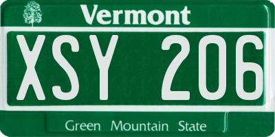 VT license plate XSY206