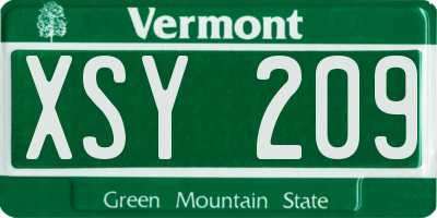 VT license plate XSY209