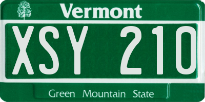 VT license plate XSY210