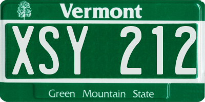 VT license plate XSY212