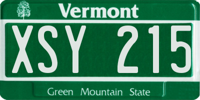 VT license plate XSY215