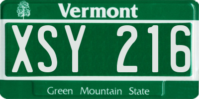 VT license plate XSY216