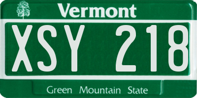 VT license plate XSY218