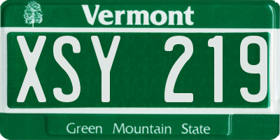 VT license plate XSY219