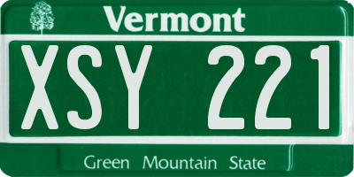 VT license plate XSY221