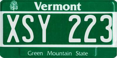 VT license plate XSY223