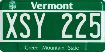 VT license plate XSY225