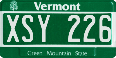 VT license plate XSY226