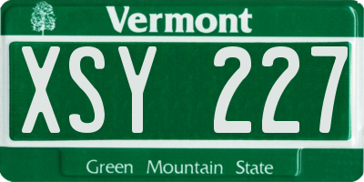 VT license plate XSY227