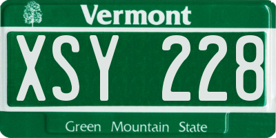 VT license plate XSY228