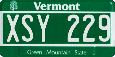 VT license plate XSY229