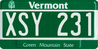 VT license plate XSY231