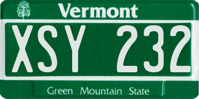 VT license plate XSY232