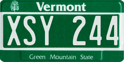 VT license plate XSY244