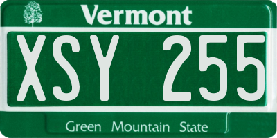 VT license plate XSY255