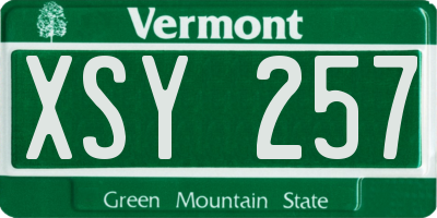 VT license plate XSY257