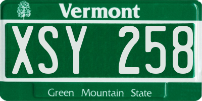 VT license plate XSY258
